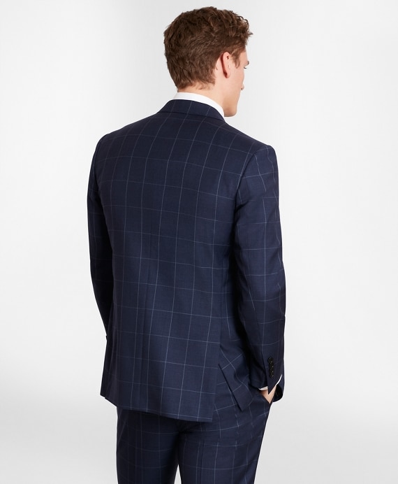 BrooksGate™ Milano-Fit Windowpane Wool Twill Suit Jacket