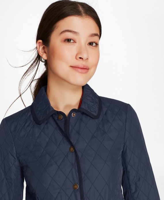 Water-Repellent Diamond-Quilted Car Coat