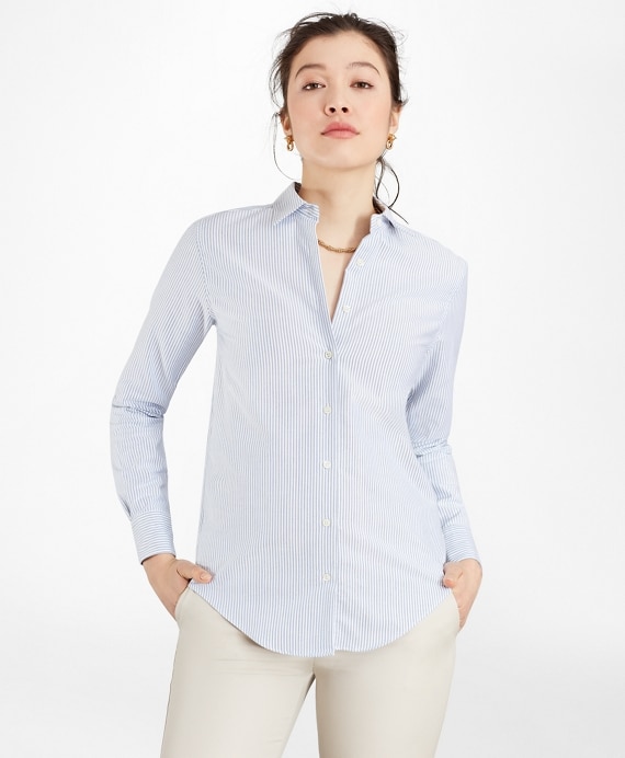 Classic-Fit Supima® Cotton Oxford Stripe Forward-Point Shirt