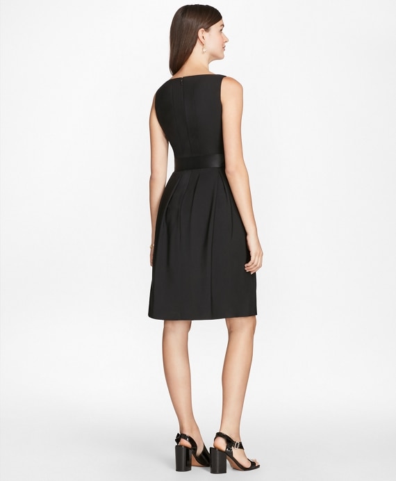 Stretch-Wool Crepe Flared Tuxedo Dress