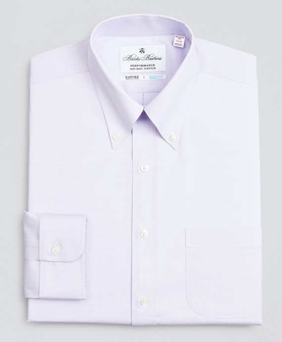 Madison Classic-Fit Dress Shirt, Performance Non-Iron with COOLMAX®, Button-Down Collar Twill Check