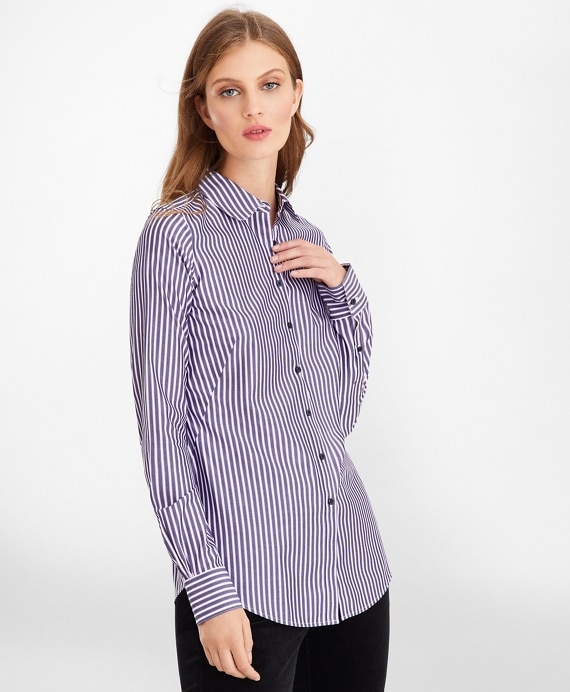Non-Iron Striped Supima® Cotton Fitted Shirt