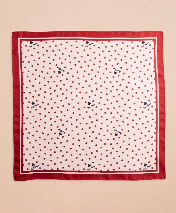 Heart-Print Silk Square Scarf