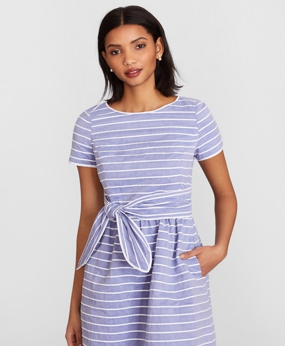 Striped Cotton Dobby Dress