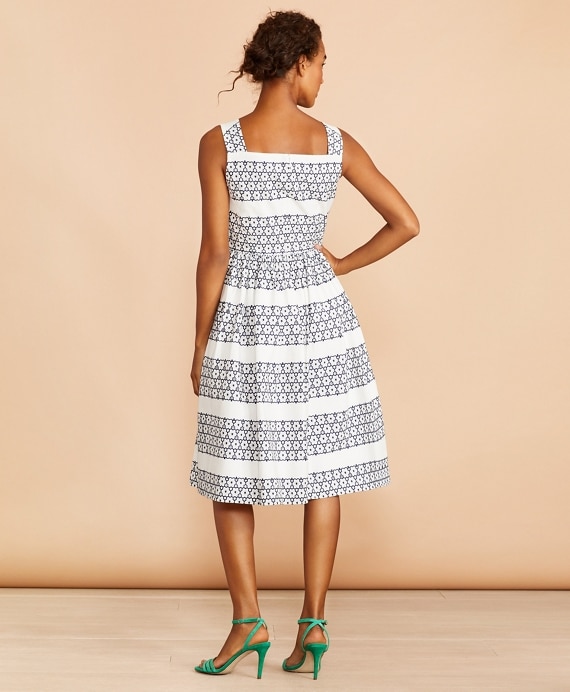 Floral-Embroidered Cotton Eyelet Dress