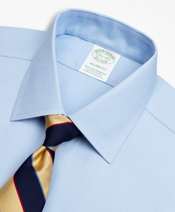 Stretch Milano Slim-Fit Dress Shirt, Non-Iron Royal Oxford Ainsley Collar
