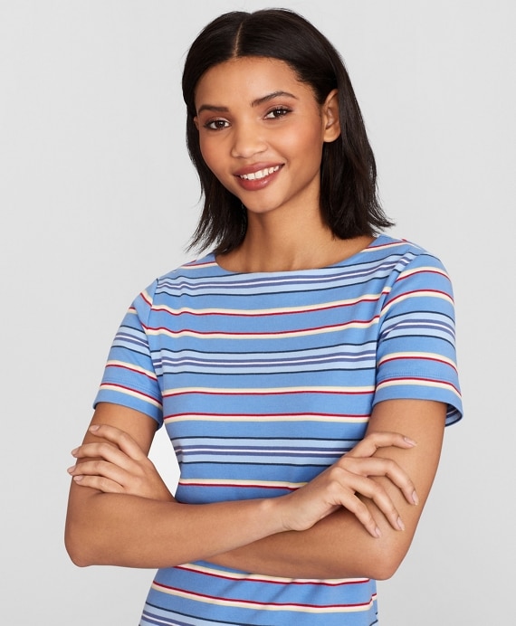 Striped Supima® Cotton Interlock Jersey Dress