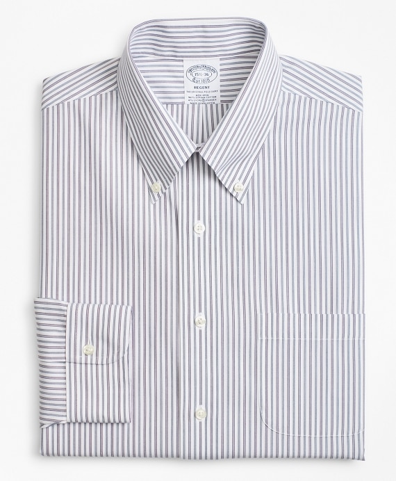 Stretch Regent Fitted Dress Shirt, Non-Iron Alternating Triple Stripe