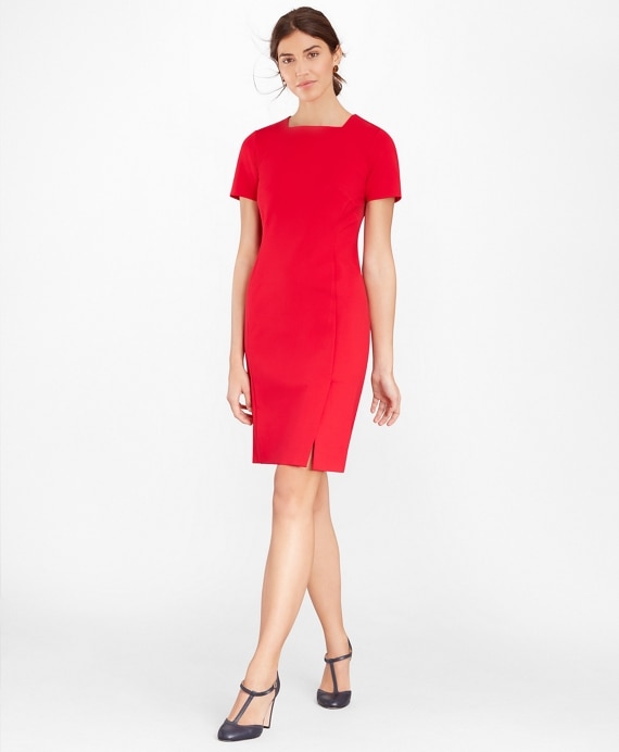 Square-Neck Ponte Sheath Dress