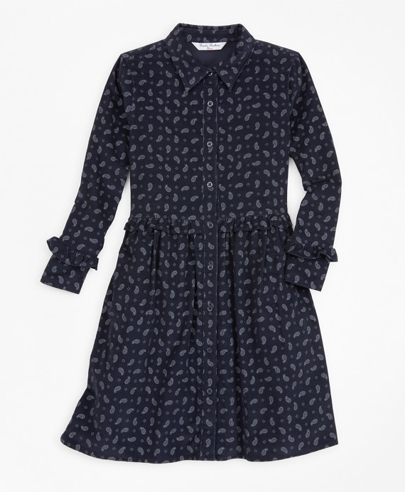 Girls Ruffle Corduroy Shirt Dress