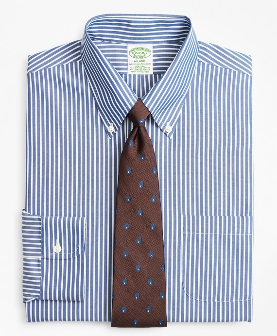 Stretch Milano Slim-Fit Dress Shirt, Non-Iron Ground Stripe