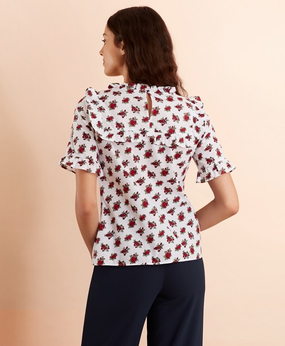 Floral-Print Cotton Sateen Blouse