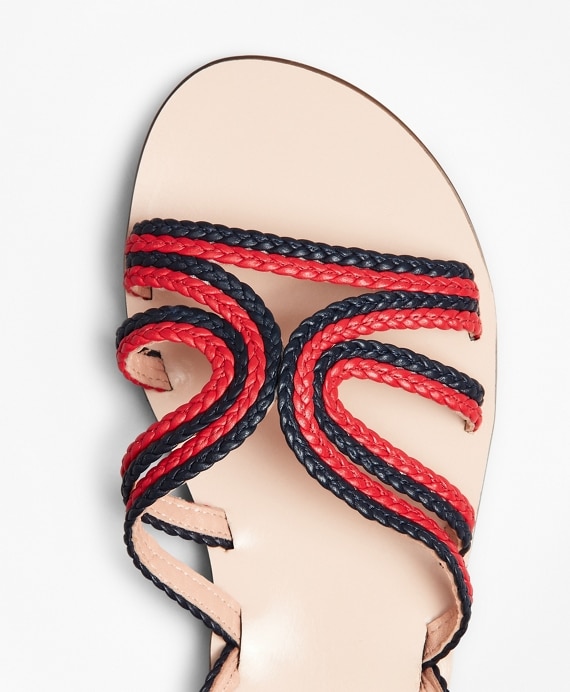 Braided Leather Slide Sandals