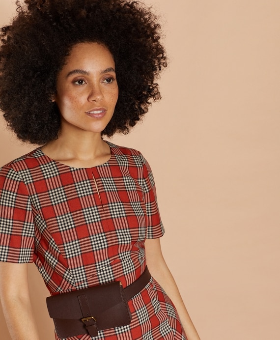 Plaid Flounce-Hem Dress