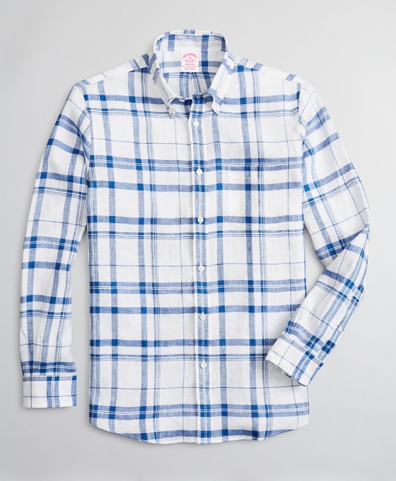Madison Classic-Fit Sport Shirt, Irish Linen Plaid