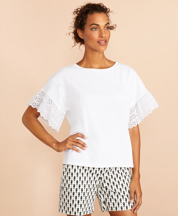 Eyelet-Trim Oversize T-Shirt