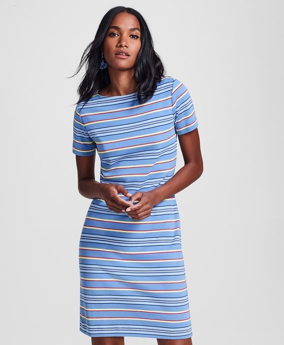 Striped Supima® Cotton Interlock Jersey Dress