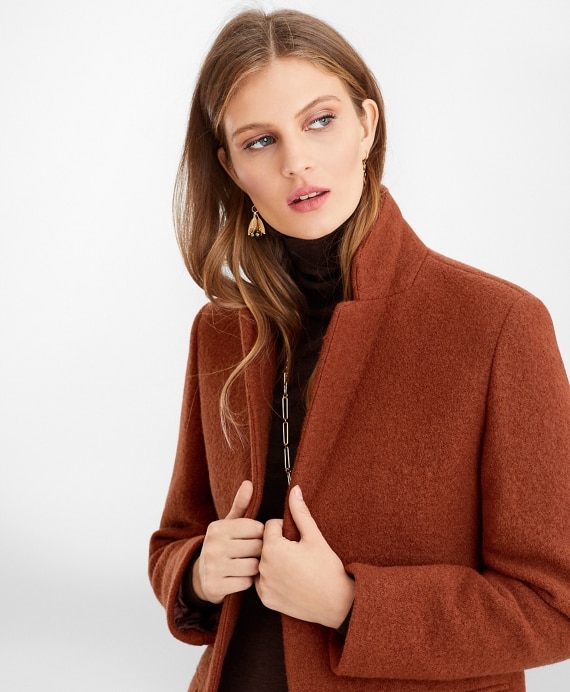 Wool Boucle Melton Cocoon Coat