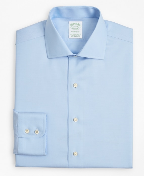 Stretch Milano Slim-Fit Dress Shirt, Non-Iron Twill English Collar