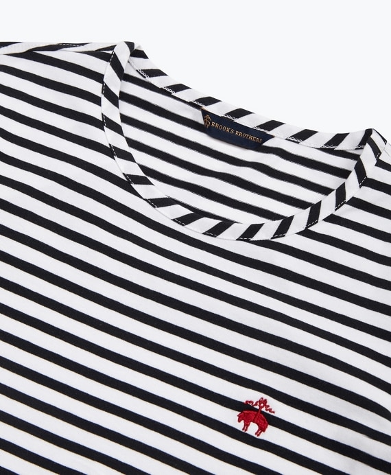 Striped Stretch Cotton Jersey Crewneck T-Shirt