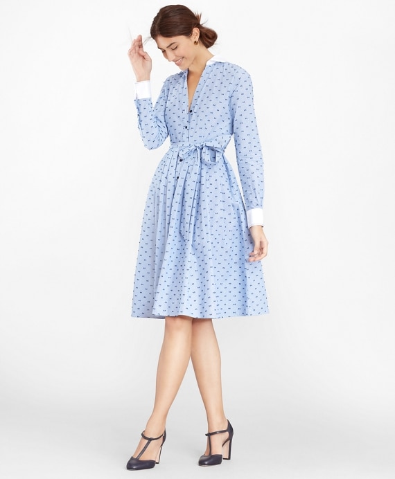 Clip-Dot Cotton Dobby Shirt Dress