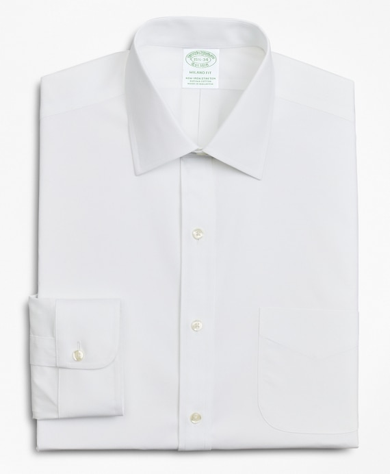 Stretch Milano Slim-Fit Dress Shirt, Non-Iron Poplin Ainsley Collar