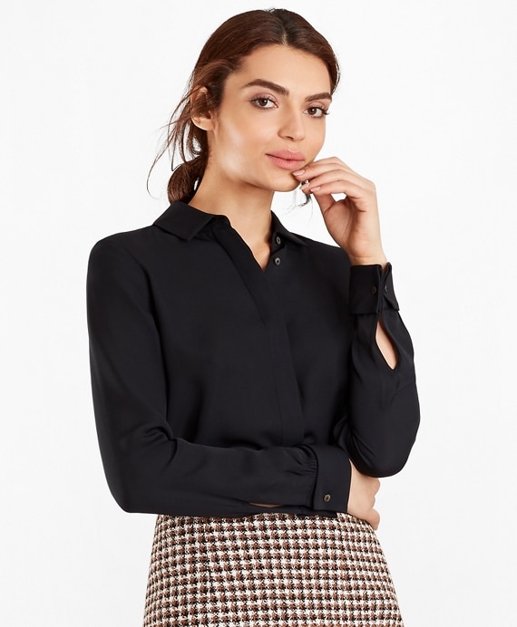 Silk Georgette French Cuff Shirt
