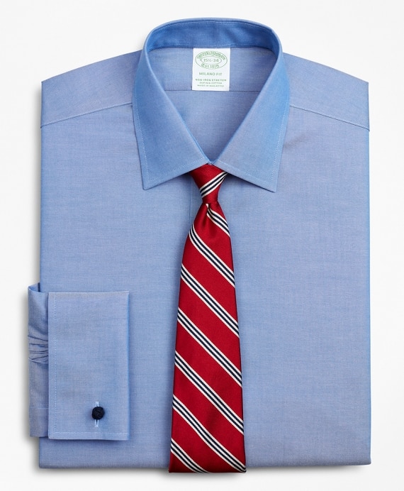 Stretch Milano Slim Fit Dress Shirt, Non-Iron Pinpoint Ainsley Collar French Cuff