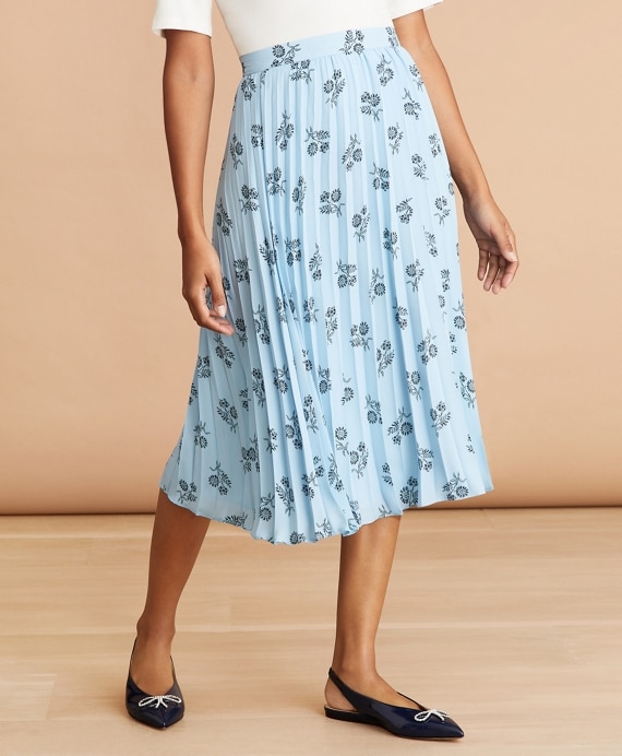 Floral-Print Pleated Skirt