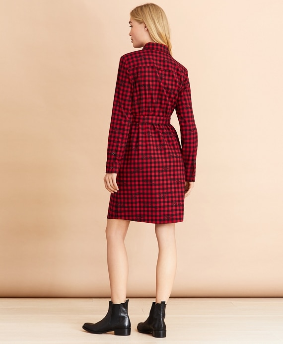 Logo-Print Plaid Flannel Shirt Dress
