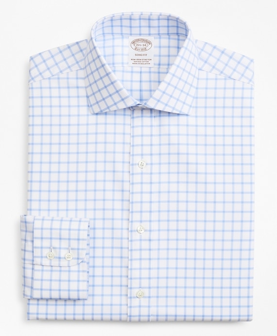 Stretch Soho Extra-Slim-Fit Dress Shirt, Non-Iron Twill English Collar Grid Check