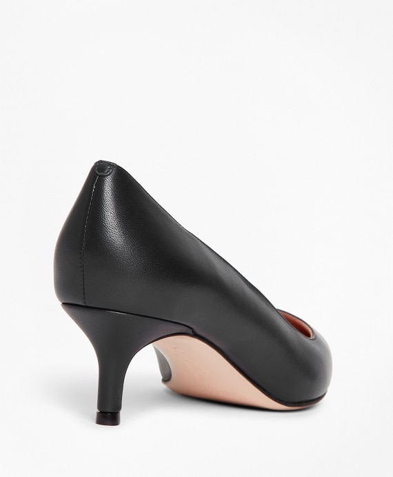 Leather Point-Toe Kitten Heels