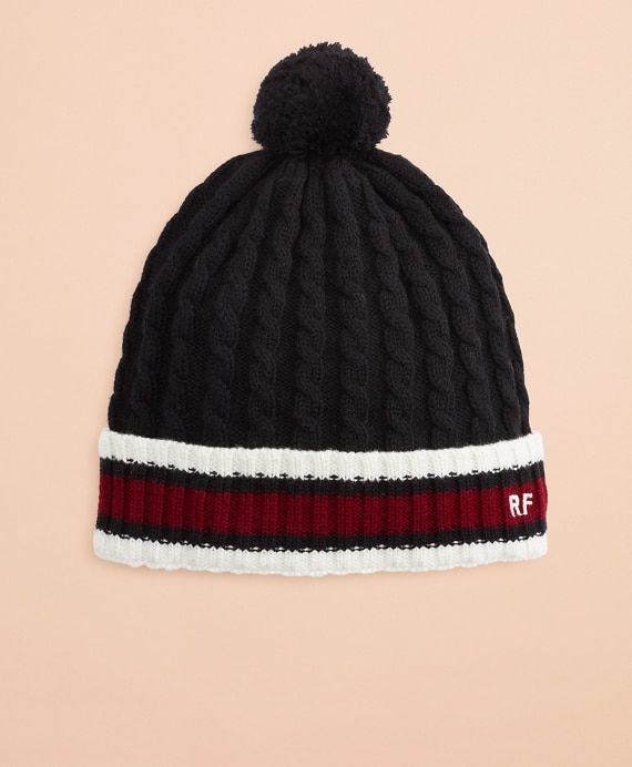 Striped Cable-Knit Wool-Cotton Hat