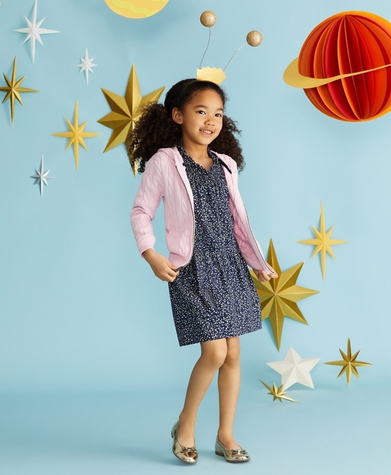 Girls Full-Zip Cotton Cable Hooded Sweater