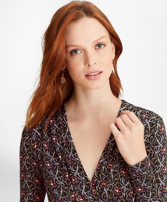 Violette-Print Jersey Faux Wrap Dress
