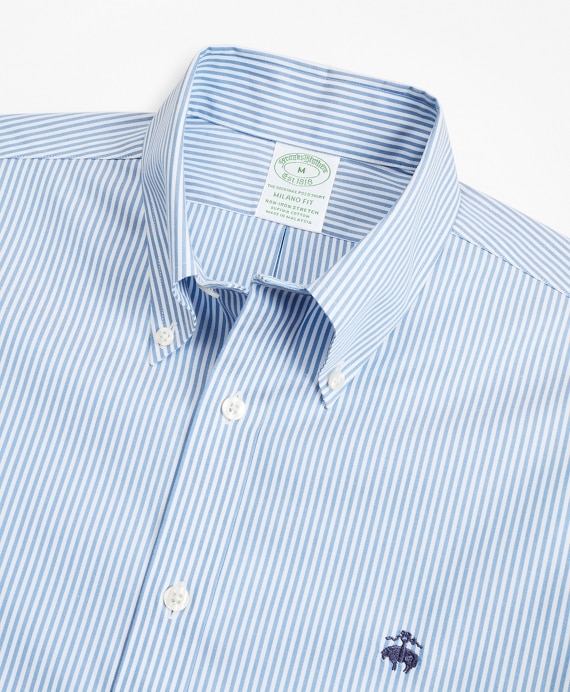 Stretch Milano Slim-Fit Sport Shirt, Non-Iron Stripe