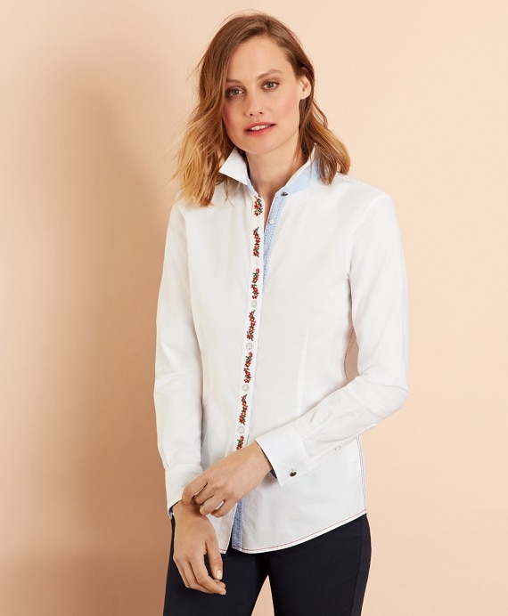 Floral-Embroidered Supima® Cotton Oxford Shirt