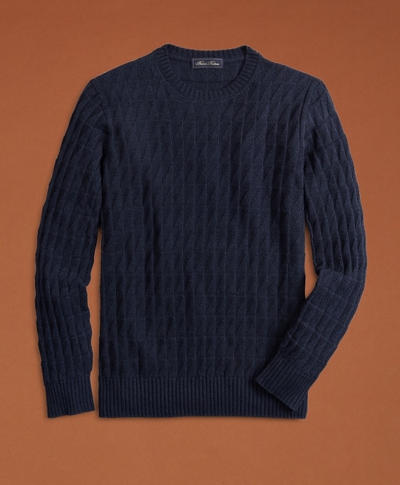 Golden Fleece® 3-D Knit Fine-Gauge Cashmere-Silk Textured Crewneck Sweater