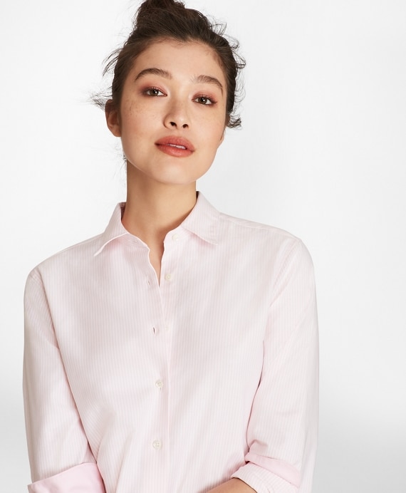 Classic-Fit Supima® Cotton Oxford Stripe Forward-Point Shirt