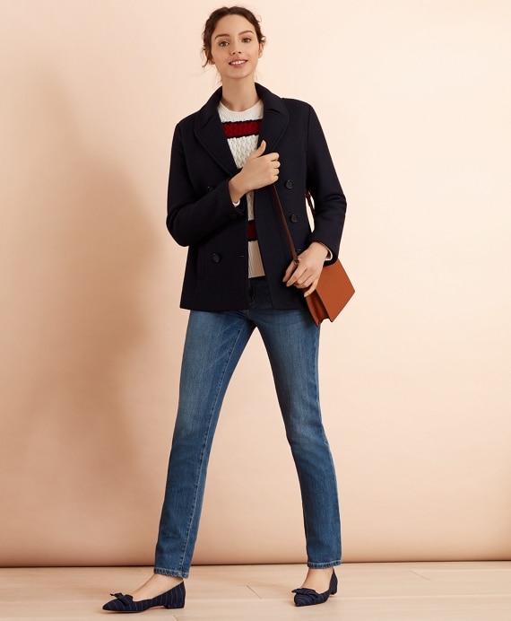 Striped Wool-Cotton Cable-Knit Sweater