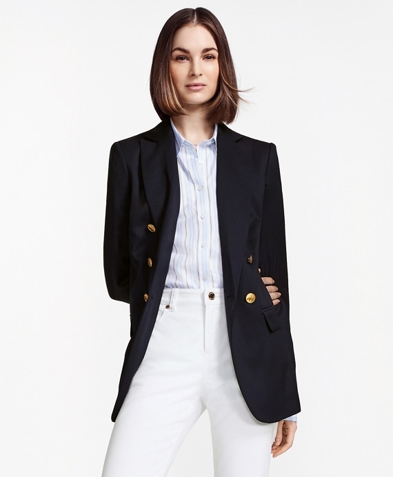 Double-Breasted Stretch Wool Blazer