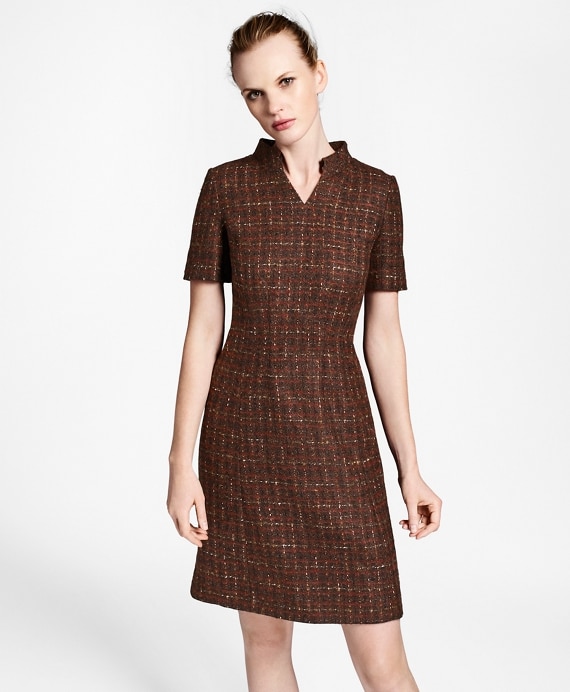 Checked Boucle Tweed Dress