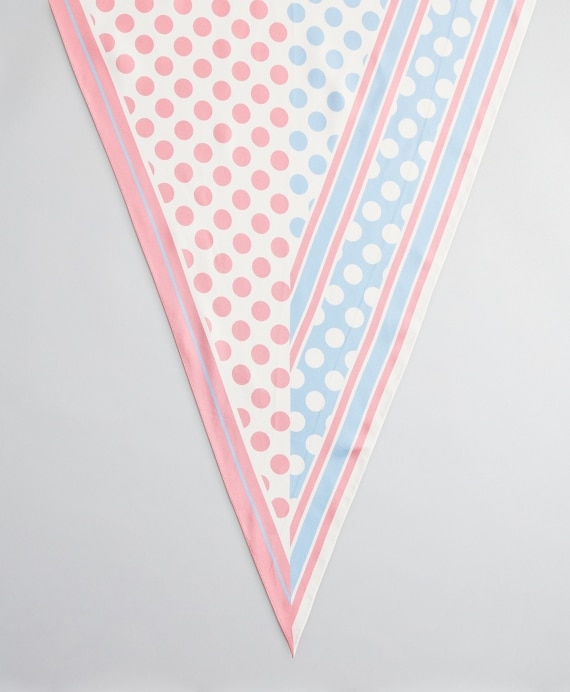 Polka-Dot-Print Silk Diamond Scarf