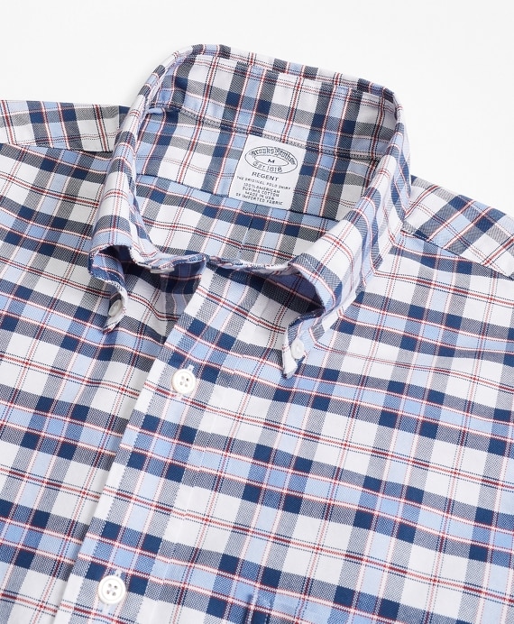 Regent Fit Oxford Blue and Red Plaid Sport Shirt