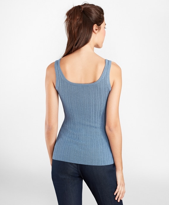 Metallic Rib-Knit Shell