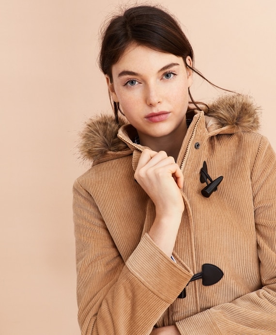 Water-Repellent Cotton Corduroy Duffle Coat