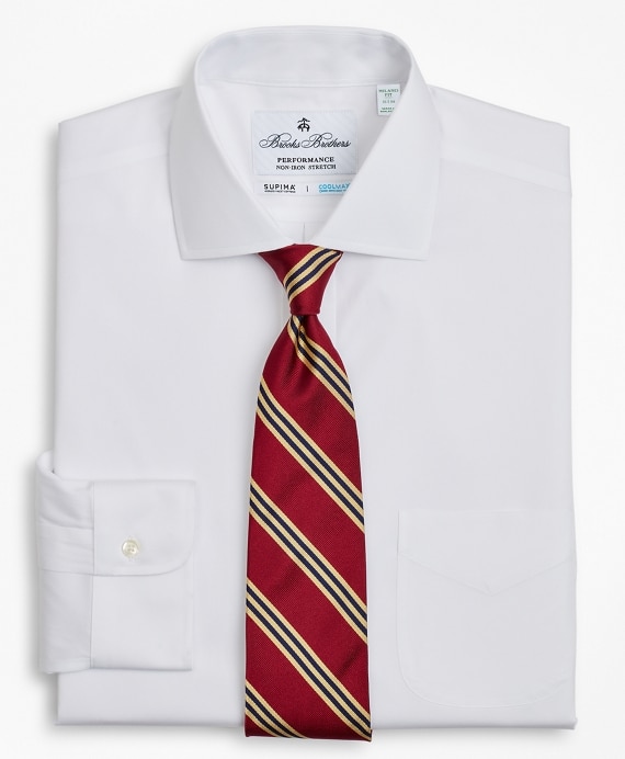 Milano Slim Fit Dress Shirt, Performance Non-Iron with COOLMAX®, English Spread Collar Broadcloth