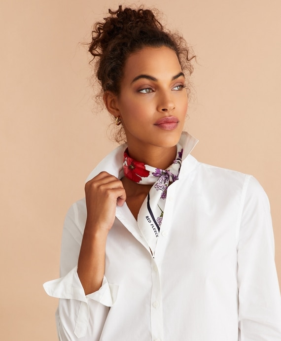 Floral-Print Silk Square Scarf