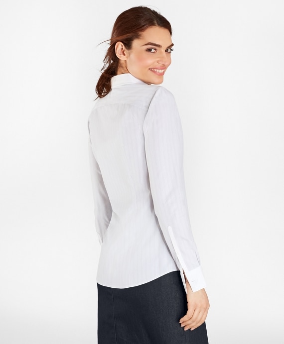 Non-Iron Striped Supima® Cotton Stretch Poplin Fitted Shirt