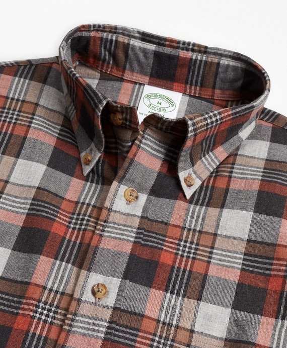 Milano Fit Grey Plaid Brushed Flannel Sport Shirt
